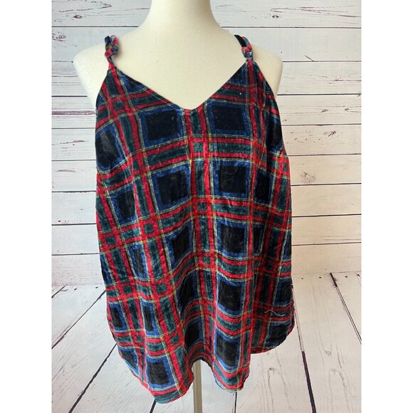 Torrid Sophie‎ Velvet Swing Cami Top 00 Plaid Holiday whimsigoth Medium Large - Picture 10 of 14